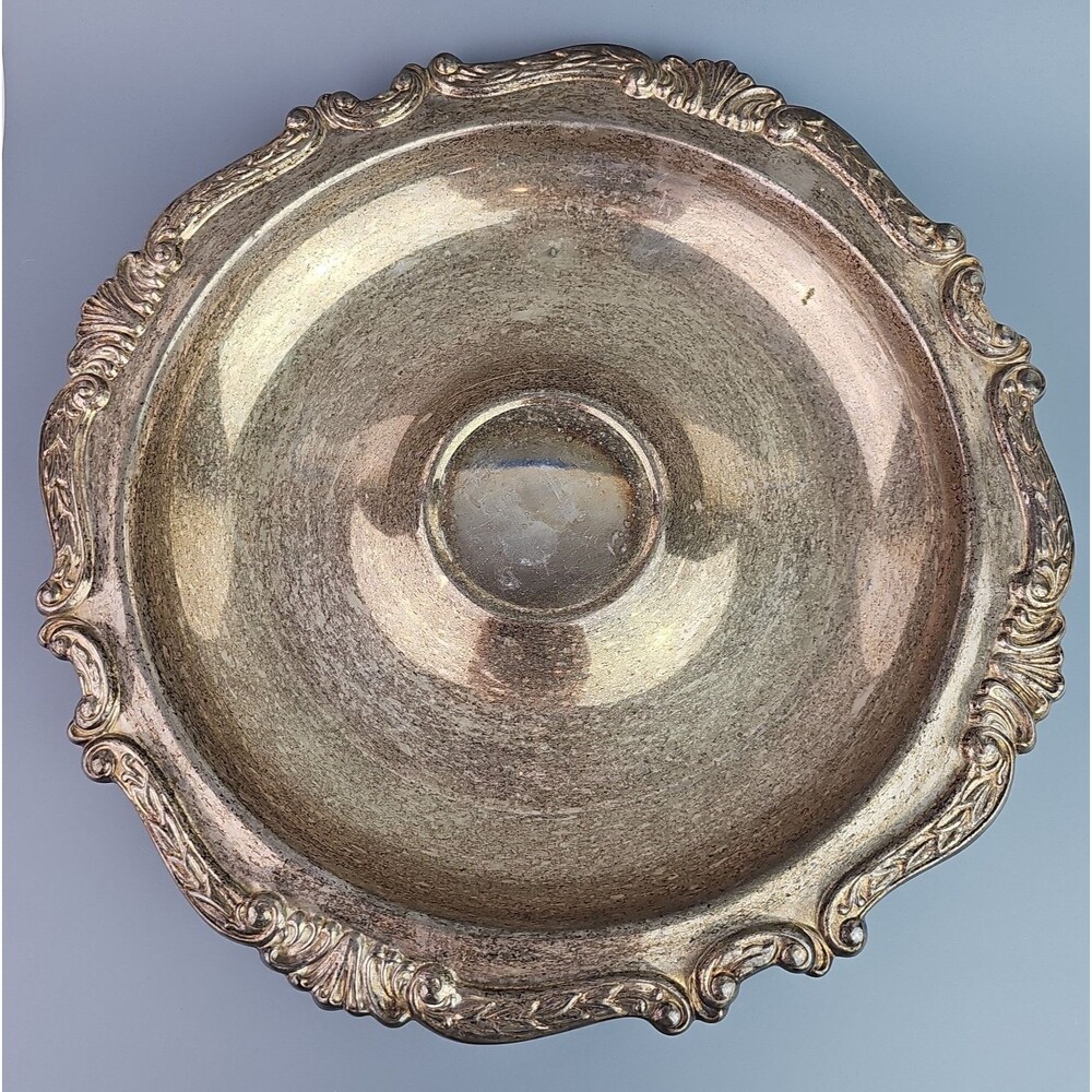 Vintage Sheridan Silverplate Brass 12 in Ornate Serving Centerpiece Bowl Taunton